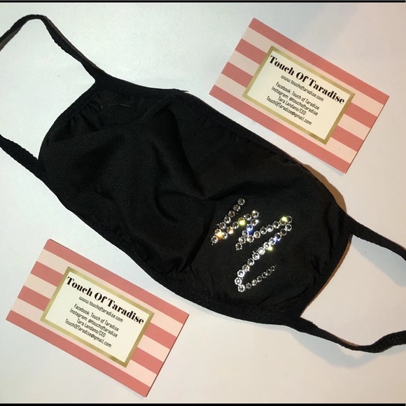 Stunning Rhinestone Initial Mask/Face Covering - Picture 2 of 7